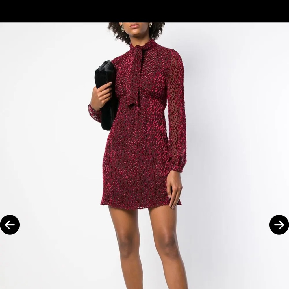 Yves Saint Laurent Deep Red Long Sleeve Dress